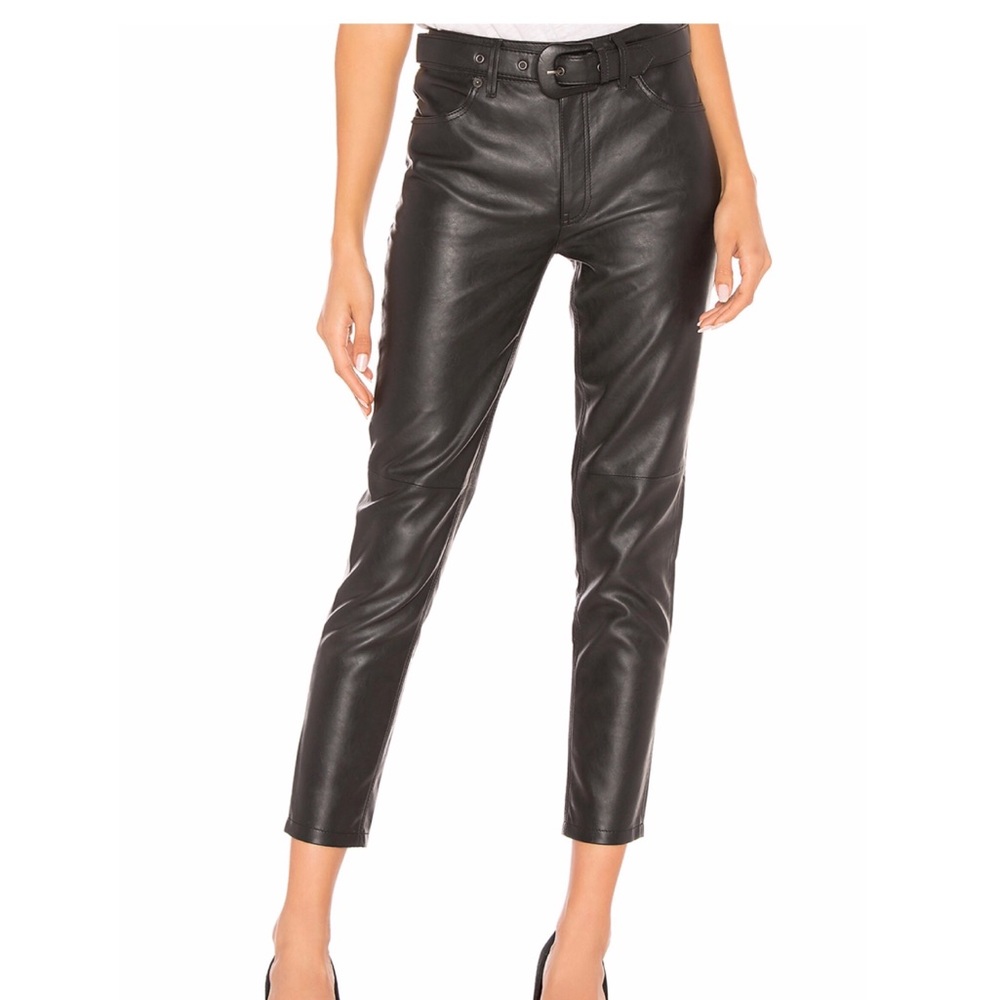 Free People Belted Vegan Leather Skinny Pant